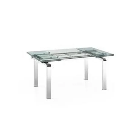 Glass Extension Table with Stainless Steel Legs